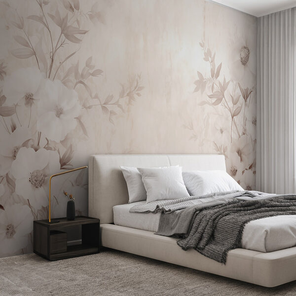 Fototapeta Bílý květinový vzor na bílém povrchu