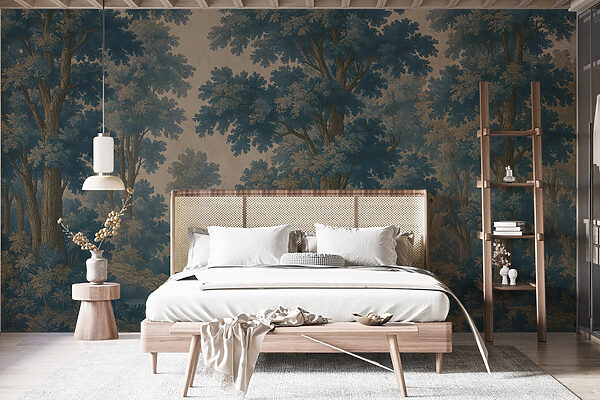 Fototapeta Malba stromů a řeky