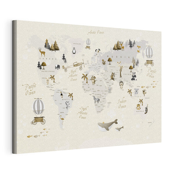Obraz Obraz Mapa světa se zvířaty (SKU: s31798)