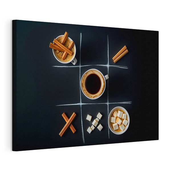 Hra „Tic Tac Toe“ s kávou a marshmallows Obraz Hra „Tic Tac Toe“ s kávou a marshmallows