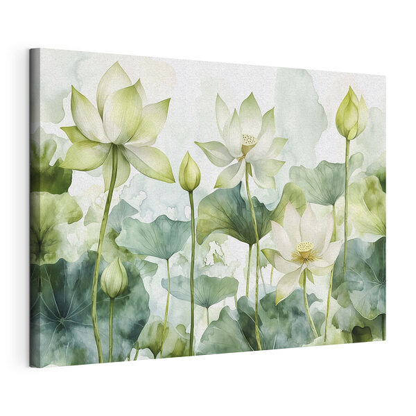 Obraz Obraz s bílými květy a zelenými listy