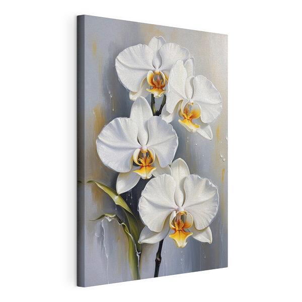 Elegantní bílé orchideje s oranžovými středy Obraz Elegantní bílé orchideje s oranžovými středy