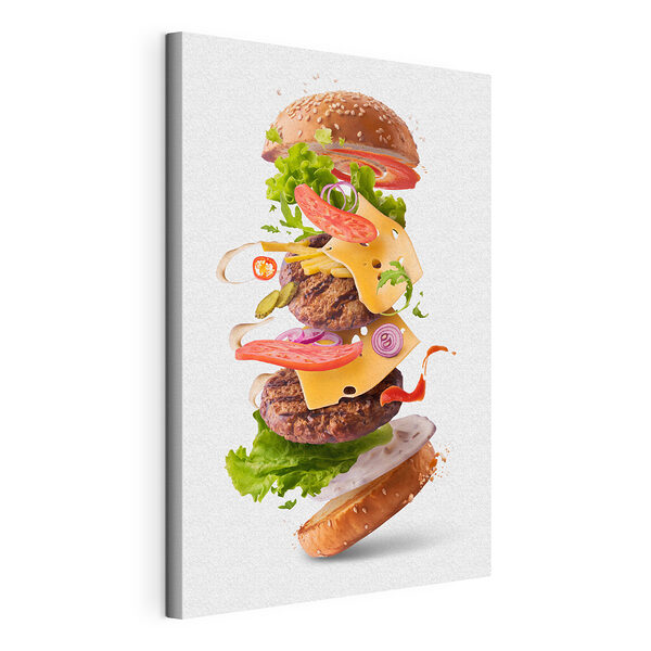 Rozebraný burger odhaluje chutné vrstvy Obraz Rozebraný burger odhaluje chutné vrstvy