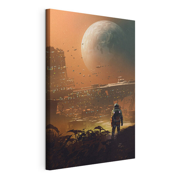 Obraz Astronaut zkoumá futuristickou mimozemskou krajinu