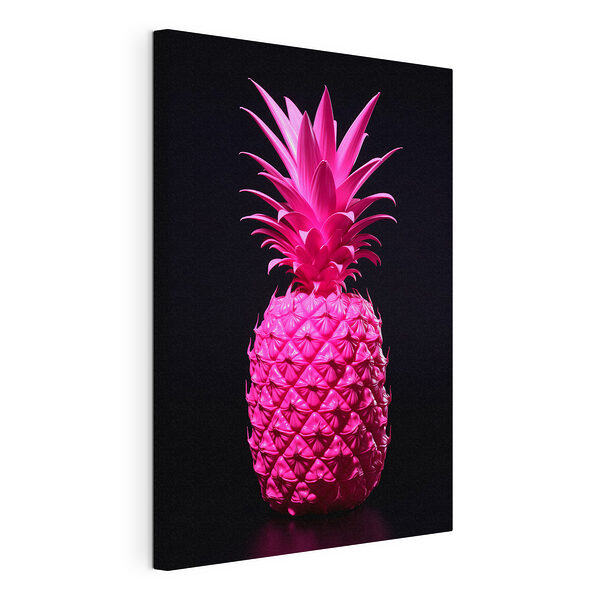 Obraz Zářivě růžový ananas na černém pozadí