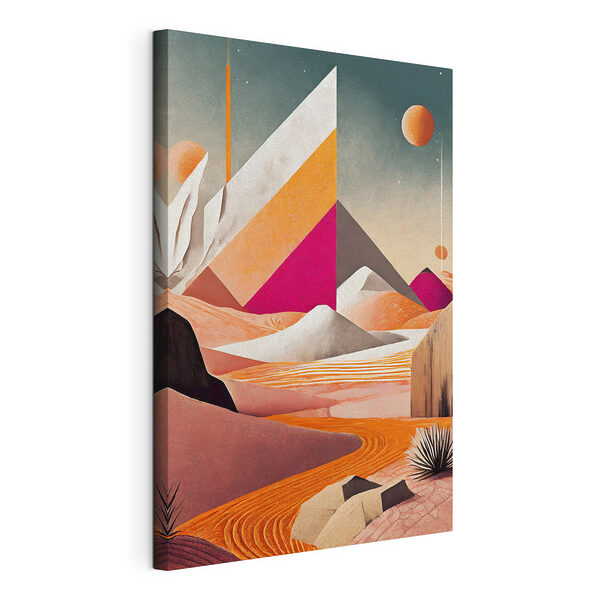 Obraz Surrealistická krajina s geometrickými tvary (SKU: s37366) Obraz Obraz Surrealistická krajina s geometrickými tvary (SKU: s37366)