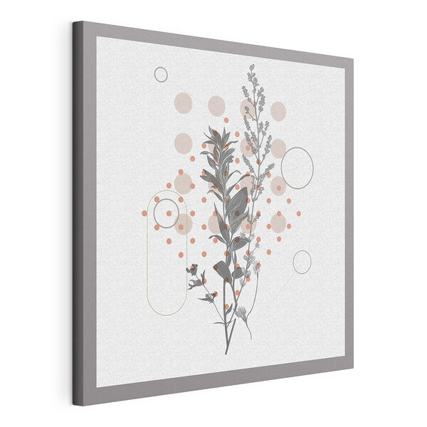 Botanická ilustrace s abstraktními kruhy Obraz Botanická ilustrace s abstraktními kruhy