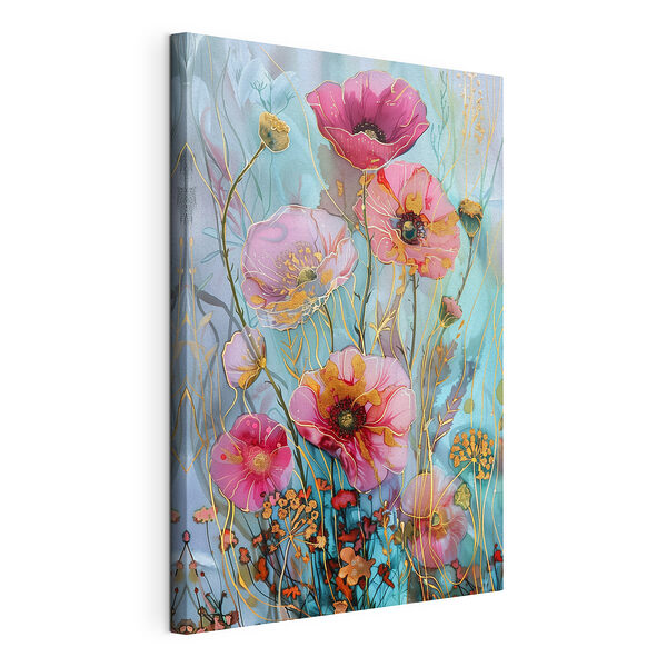 Obraz Obraz s květinami na modrém pozadí