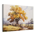 Obraz Strom se žlutými listy a plotem
