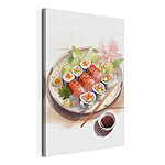 Obraz Talíř se sushi s omáčkou a květinami