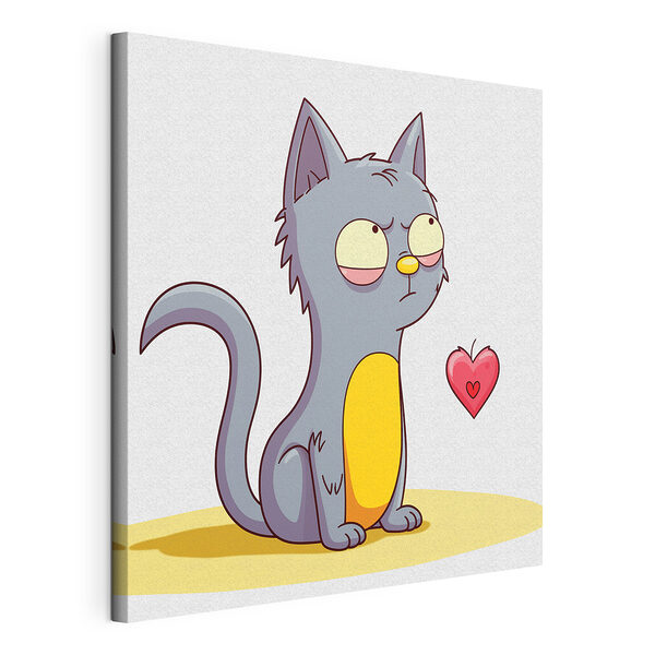 Obraz Karikatura kočky, která se dívá na srdce