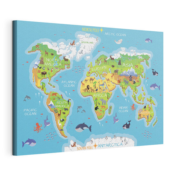 Obraz Obraz Mapa světa se zvířaty (SKU: s32105)