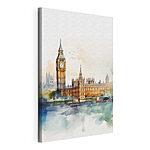 Obraz Canvas print Watercolor of a building with a clock tower