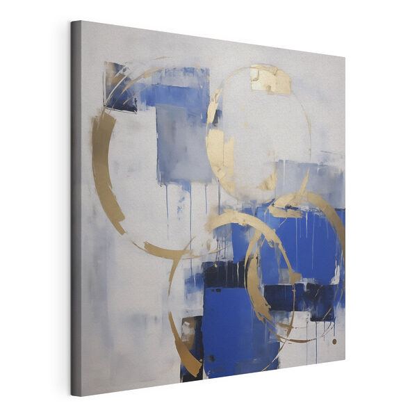 Obraz Abstraktní kruhy v modré a zlaté barvě