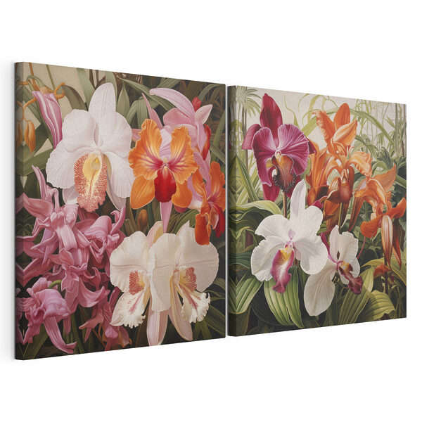 Zářivé orchideje v plném květu Modulární tisk na plátně Zářivé orchideje v plném květu