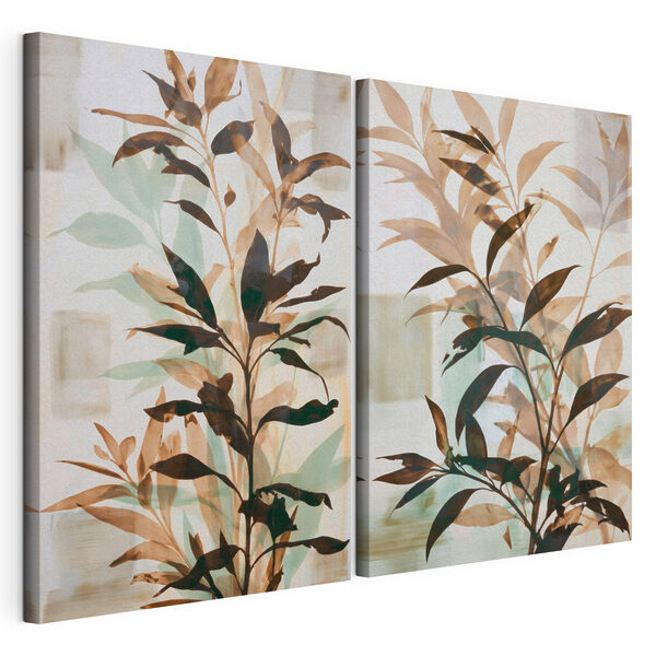- Elegantní botanický motiv v jemných odstínech Modulární tisk na plátně - Elegantní botanický motiv v jemných odstínech