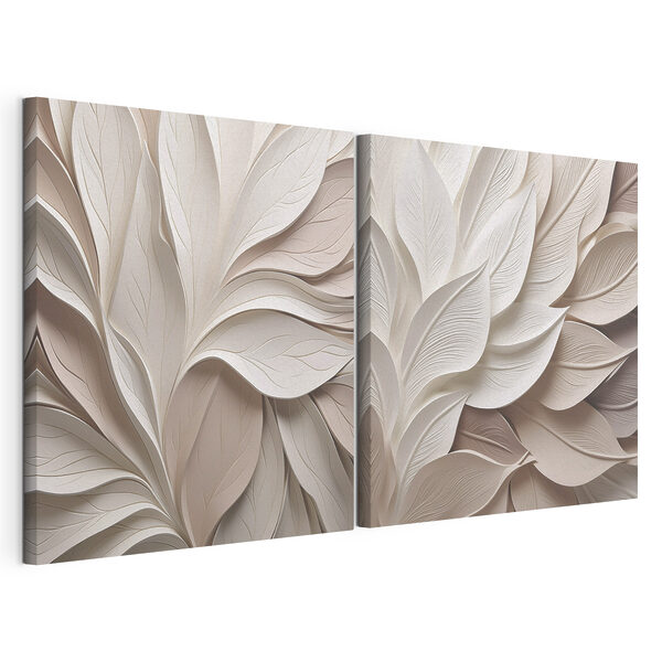 Jemné vrstvy listových vzorů Modulární tisk na plátně Jemné vrstvy listových vzorů